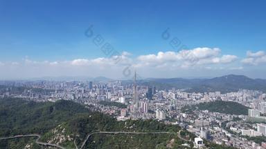 广东珠海城市大景蓝天白云天际线航拍